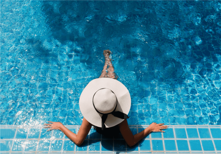 Woman Lounging in Pool